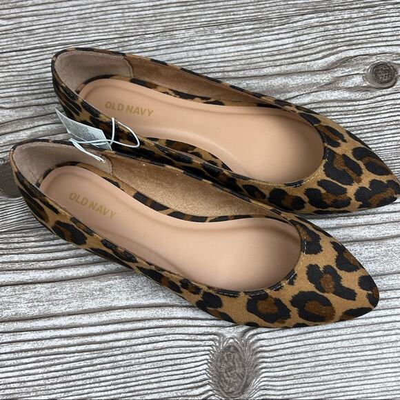 Old Navy Navy Pointy Faux- Suede Animal Print Flats Sz 7 - Picture 12 of 12
